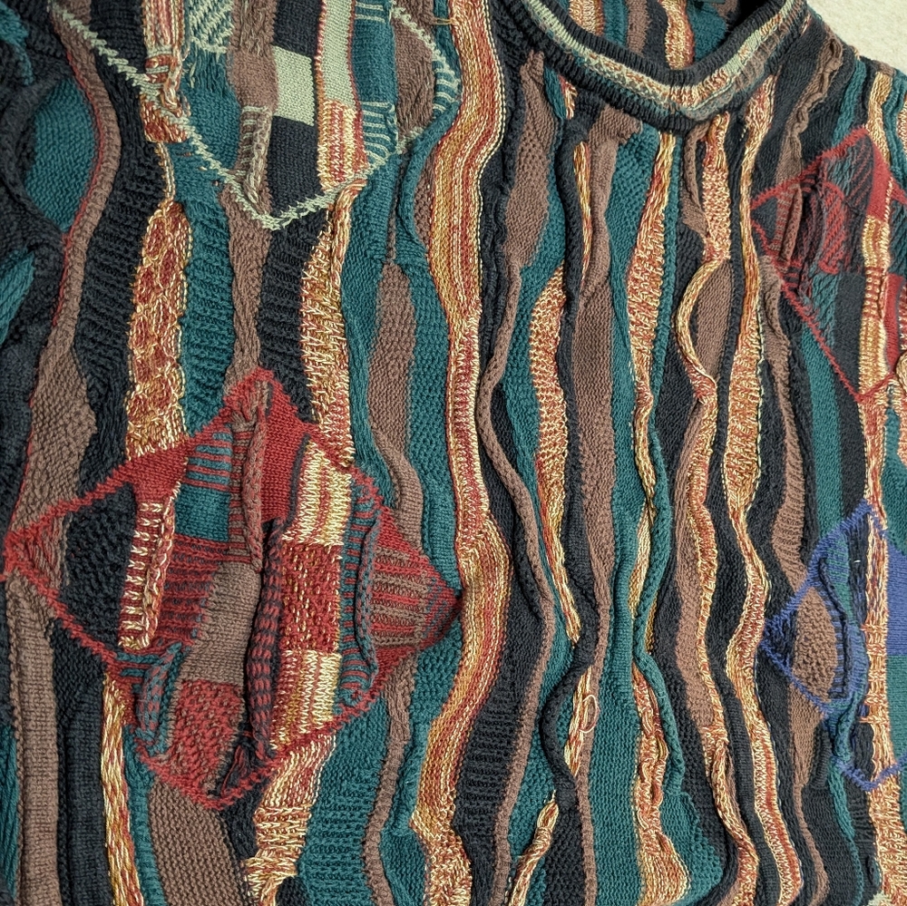 COOGI style Croft & Barrow Multicolor 3D Texture Knit Diamond Crewneck XL Unisex - Picture 6 of 8